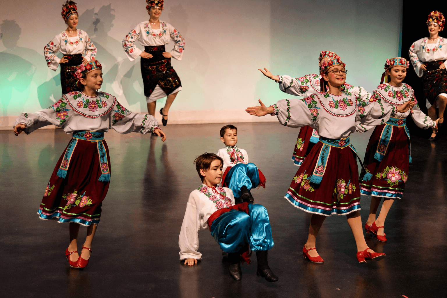Traditional Ukrainian folk dance performance on stage